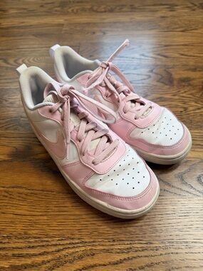 Nike Girls Court Borough Low Recraft Pink and White Athletic Sneakers Size 6Y